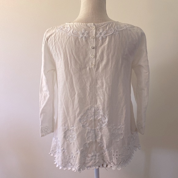 Maeve woman’s white beaded sequins, cotton, silk blend blouse, 3/4 sleeve sz 2 - Picture 6 of 13